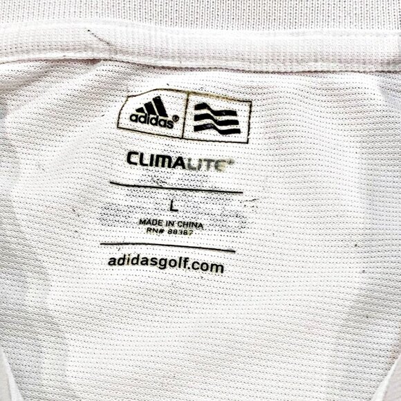 Adidas Mens Climalite Golf Polo Shirt White The Vineyard Logo Short Sleeves L - Picture 6 of 11